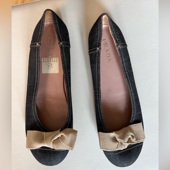 Jean Prada flat shoes with ribbon bow - size 8 1/2 - Picture 2 of 9
